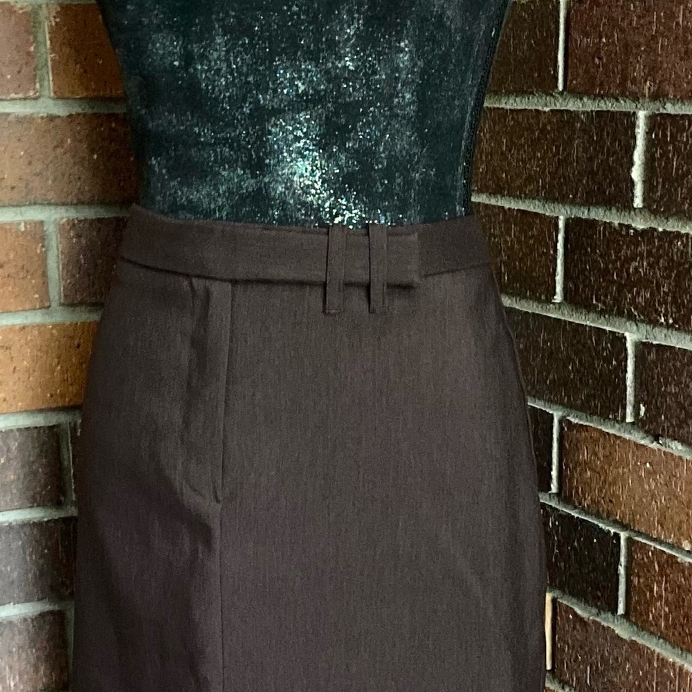 Star City Brown Short Straight Skirt with Belted Waist - Picture 6 of 8